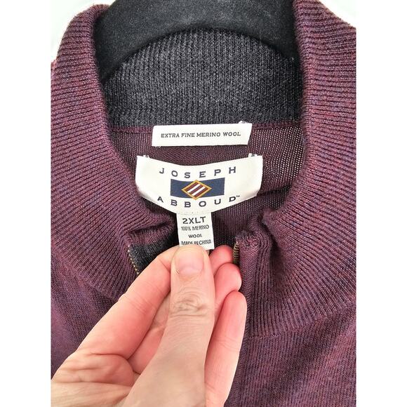 Joseph Abboud Men's Purple Long Sleeve Zip-Up Merino Wool Sweater Size 2XLT - Picture 3 of 4